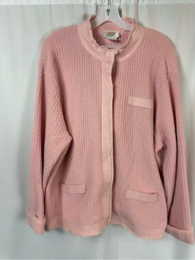 Talbots Pale Pink Textured Knit Cardigan Jacket size: XL
